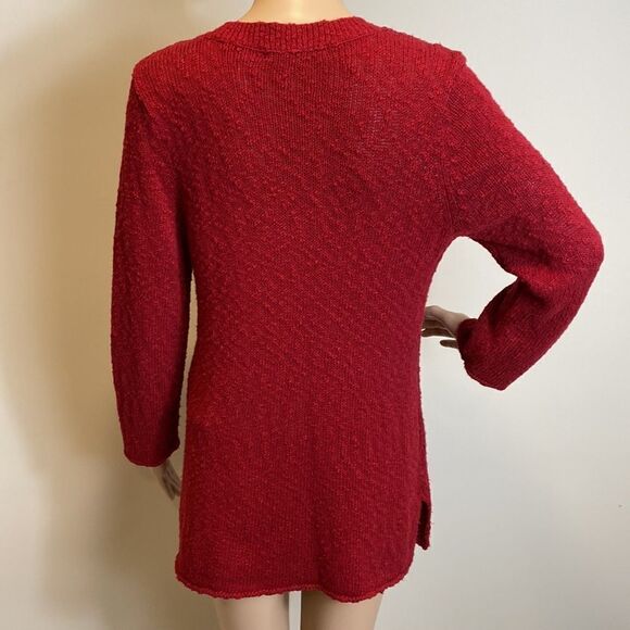 Tommy Bahama cotton blend red nubby v-neck pullover sweater size M - Picture 5 of 9